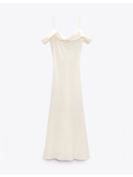 Zara Dresses & Skirts - Zara Off-Shoulder Slip Maxi Dress in Cream